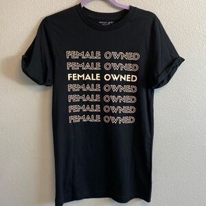 NWOT - Female Owned- black screen tee- Size Small